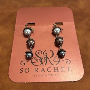 SO RACHEL by Longaberger Hammered Cap 3-Tier Earrings (retired)